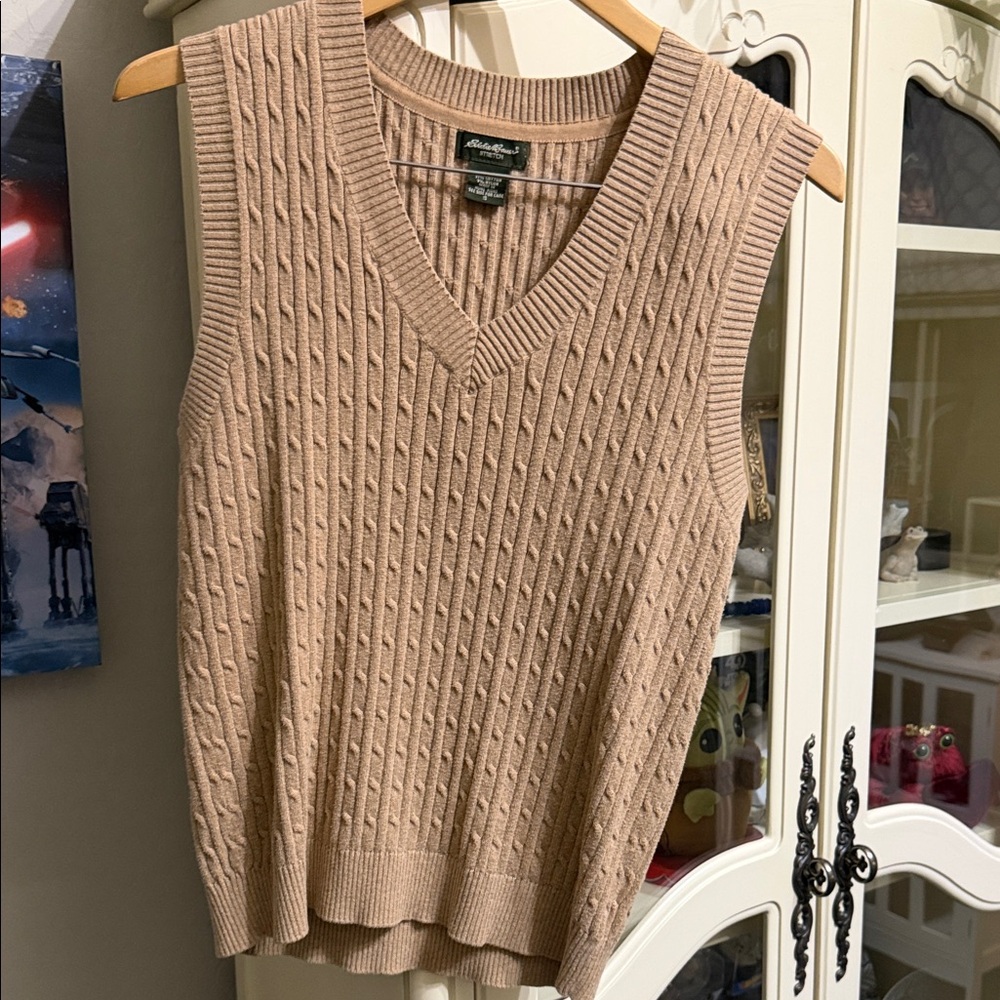 Eddie Bauer Women's V-Neck Sweater Vest - Tan